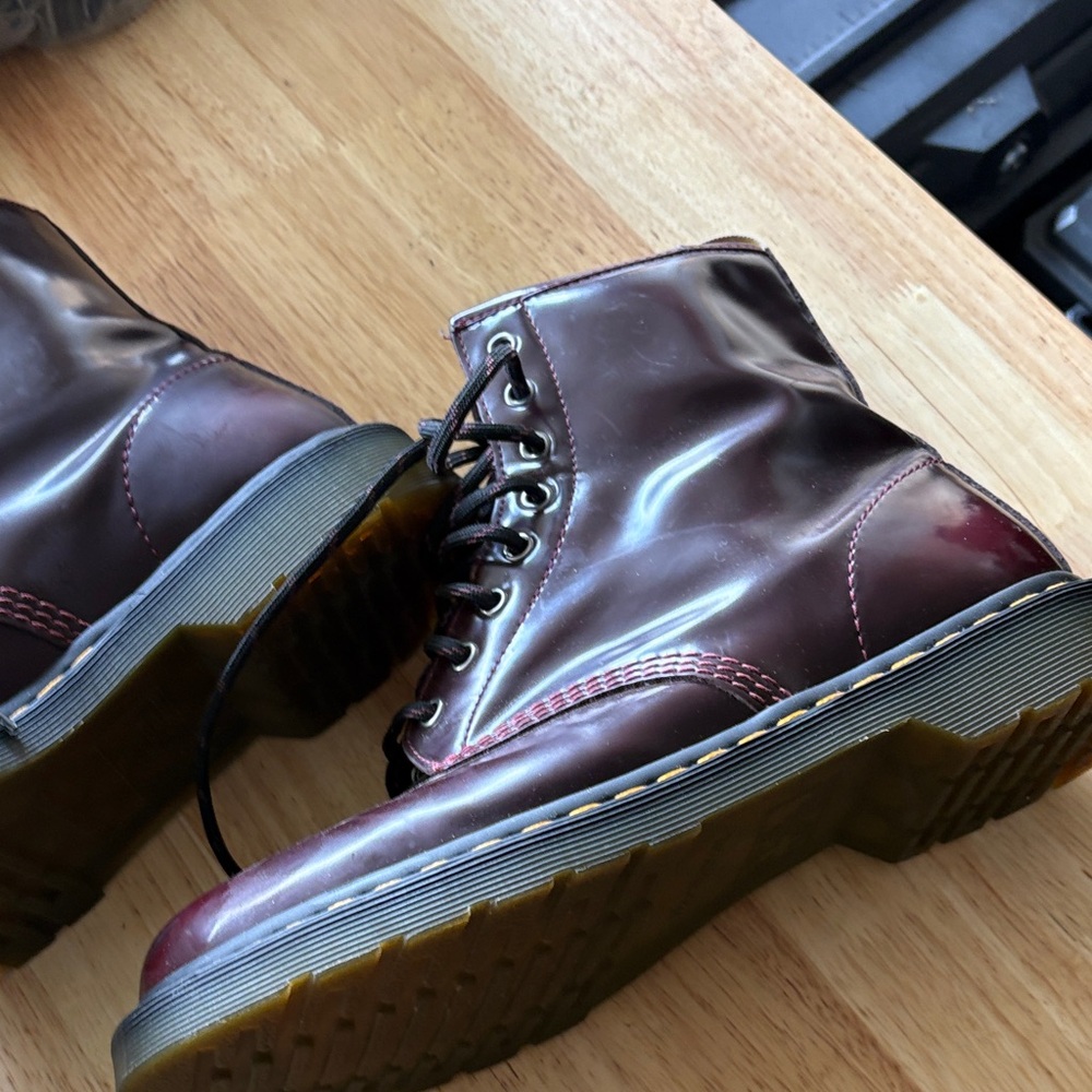 Dr. Martens  Vegan Leather Lace-Up Boots in Dark Cherry Size 11 - Picture 6 of 8